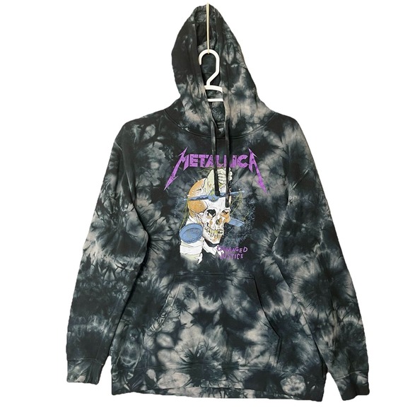Vintage Y2K Metallica Pushead Pullover Hoodie‎ Black Men's XL Black Gray Tie Dye - Picture 1 of 8